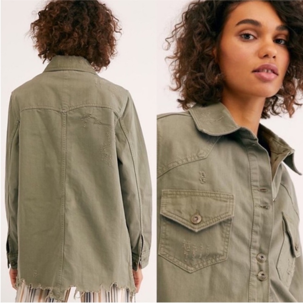 Free People oversized army Jean jacket